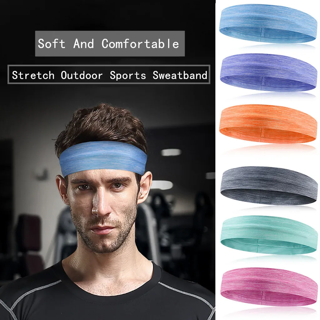 

1pc Men Headbands Unisex Sweatband Solid Tennis Headband Sport Stretch Running Sweat Band Headband For Sports Hair Band 2019#Y30