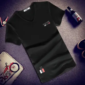 

2020 summer short sleeve men's T-shirt V-neck fit trend Korean summer half sleeve T-shirt upper garment half sleeve men's clothi