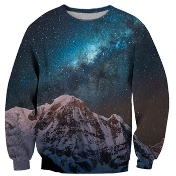 

Men's Clothes 3D Starry Mountain Printed Sanitary Clothes Long Sleeve Sleeve Top Tide Men's Sanitary Clothes Sweatshirts