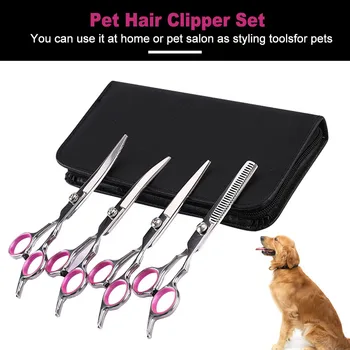 

7pcs/set Pet Grooming Scissor Set Home Salon Styling Tool Shears Hair Cutting Teeth Cat Dog 6 Inch Curved Professional Safe