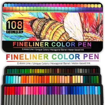 

Fineliners Fine Point Pens, Set of 108 Color Fine Tip Markers , 0.4mm Tips, Ergonomic Barrels, Assorted Colors for Coloring