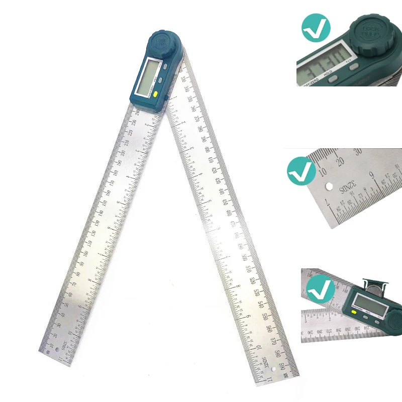 300mm 12 Inch Digital Protractor Angle Ruler 200mm 8 Inch Angle Finder Meter Stainless Steel 360 Degree Goniometer Inclinometer