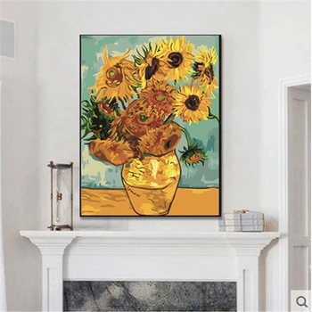 

Sunflower Paintings By Numbers DIY Pictures Oil Coloring By Numbers Set Gift Drawing By Numbers Canvas Decor New Arrivals