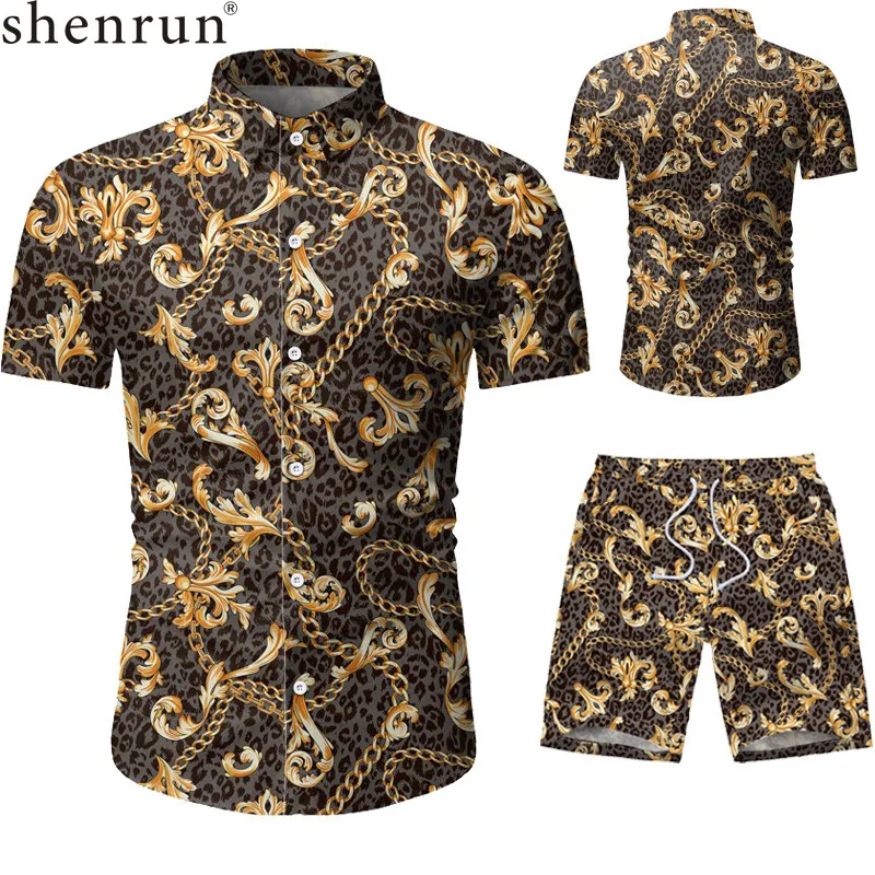 Shenrun Men Summer Short Sleeve Shirt and Short Pants Paisley Pattern Holiday Beach Daily Life Tourism Casual Shirts Trousers floral shower curtain patchwork boho design various flowers print paisley pattern curtains for farmhouse cottage vintage style