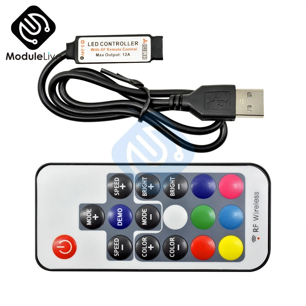 DC 5V 12V RGB контроллер USB ИК RF Wi-Fi и дистанционным управлением Беспроводной USB Светодиодные ленты света 3/17/24 клавиши для RGB SMD 3528 5050 Светодиодные ленты инструменты