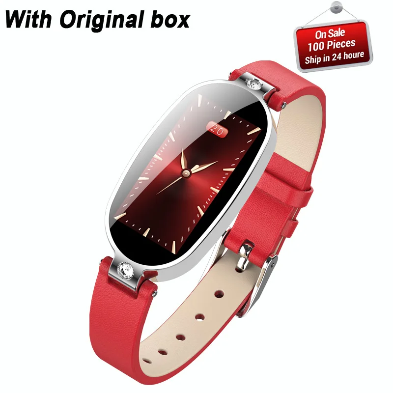 Female Smart Bracelet Fitness Tracker PPG ECG Blood Pressure Call Reminder B79 Color Screen Health Waterproof Bluetooth Watch - Цвет: red silver