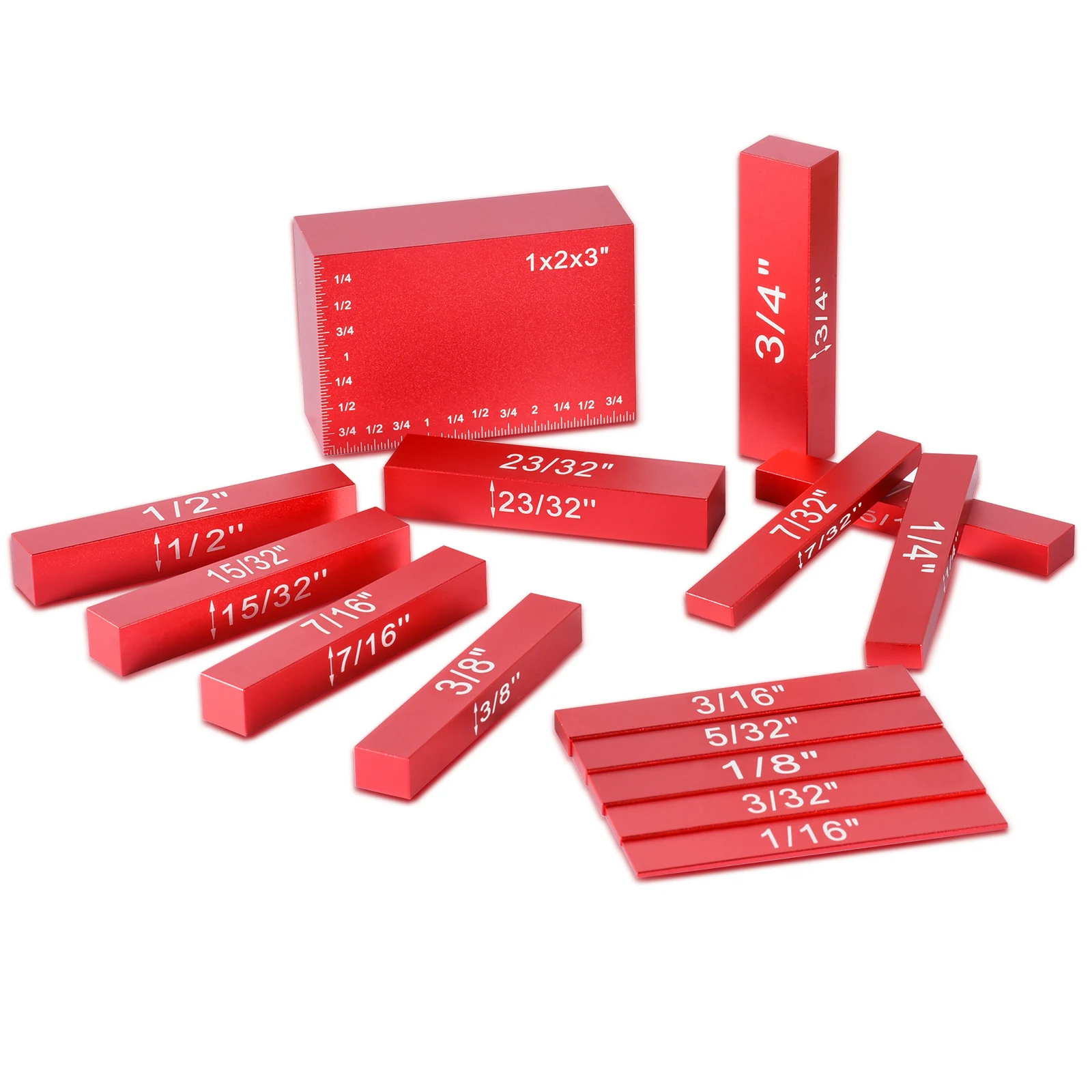 15Pcs Block Bar Height Gauge Portable Aluminum Alloy Woodworking Profile Bench Saw Accessories Precision Measuring Tools