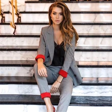 Женский осенний и зимний женский модный костюм с манжетами женский модный костюм из двух предметов