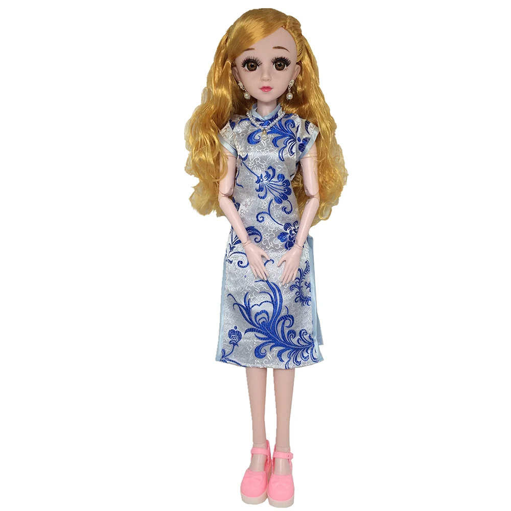 Вечерние платья Cheongsam 60 см старый Бобби кукла игрушка девочка Фея Принцесса сменная одежда китайский стиль Барби - Цвет: Blue