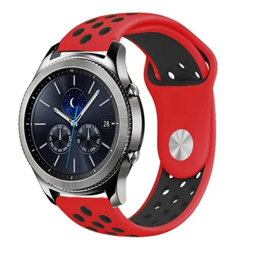 Gear S3 Frontier ремешок для спортивных часов для samsung Galaxy watch 46 мм 42 мм ремешок 22 мм 20 мм силиконовый ремешок amazfit bip браслет аксессуары - Цвет ремешка: red black