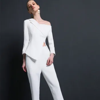 

Fashion Designer Slim White Top 2 Two Piece Set For Women Spring Fall Work Wear Pencil Trousers Pants Suit Office Lady Pantsuit
