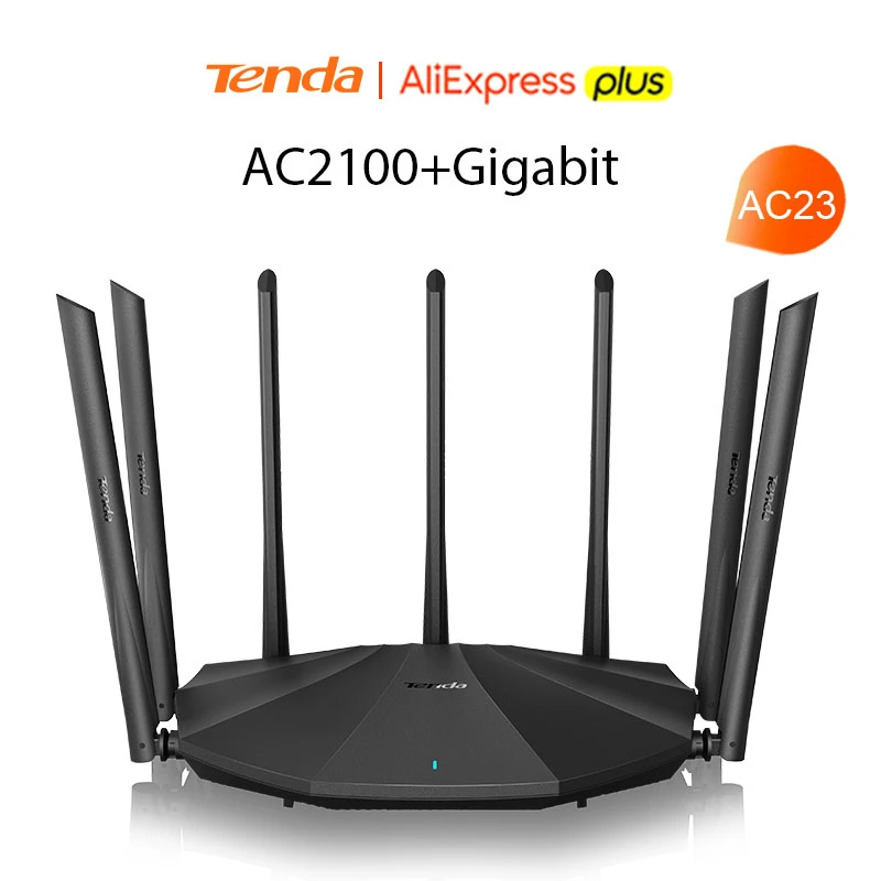 Router Tenda AC23 AC2100 za $34.52 / ~129zł Tenda AC23 AC2100 Router Gigabit 2.4G 5.0GHz Dual-Band 2033 mb/s Router bezprzewodowy wzmacniacz sygnału Wifi z 7 o wysokiej mocy anteny szerszy