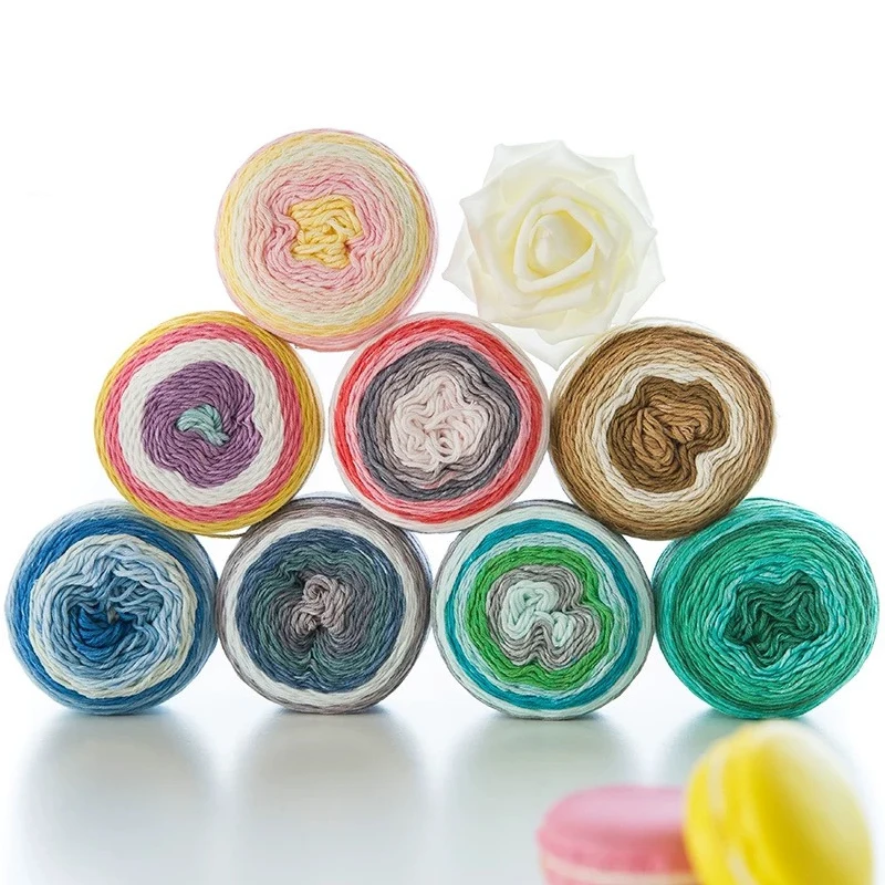 

New 50g Elegant Organic Cotton Cake Yarn For Knitting Rainbow space dye Baby Crochet Yarn Apparel weaving Sewing Fabric X5098