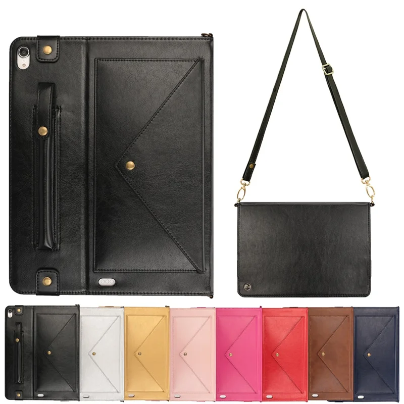 

Case For iPad Pro 12.9 2015 2017 2018 case pencil holder Smart Leather Card slot shoulder Strap Bag For iPad Pro 12.9" Cover