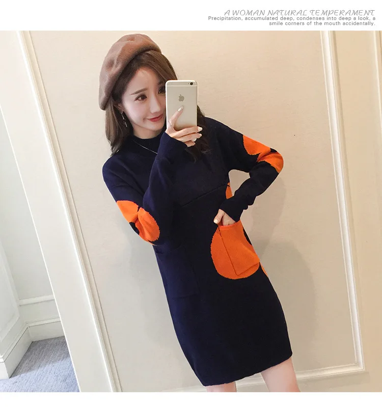 Зимний халат для кормящих женщин Vestido Элегантные новые платья для беременных модные повседневные платья для кормящих женщин вязаный свитер платье для беременных Xl