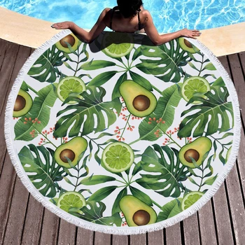 

Creative Avocado Beach Towel for Adult Microfiber Sand Towels Quick Drying Travel Swimming Pool Towel Blanket w/ Drawstring Bag