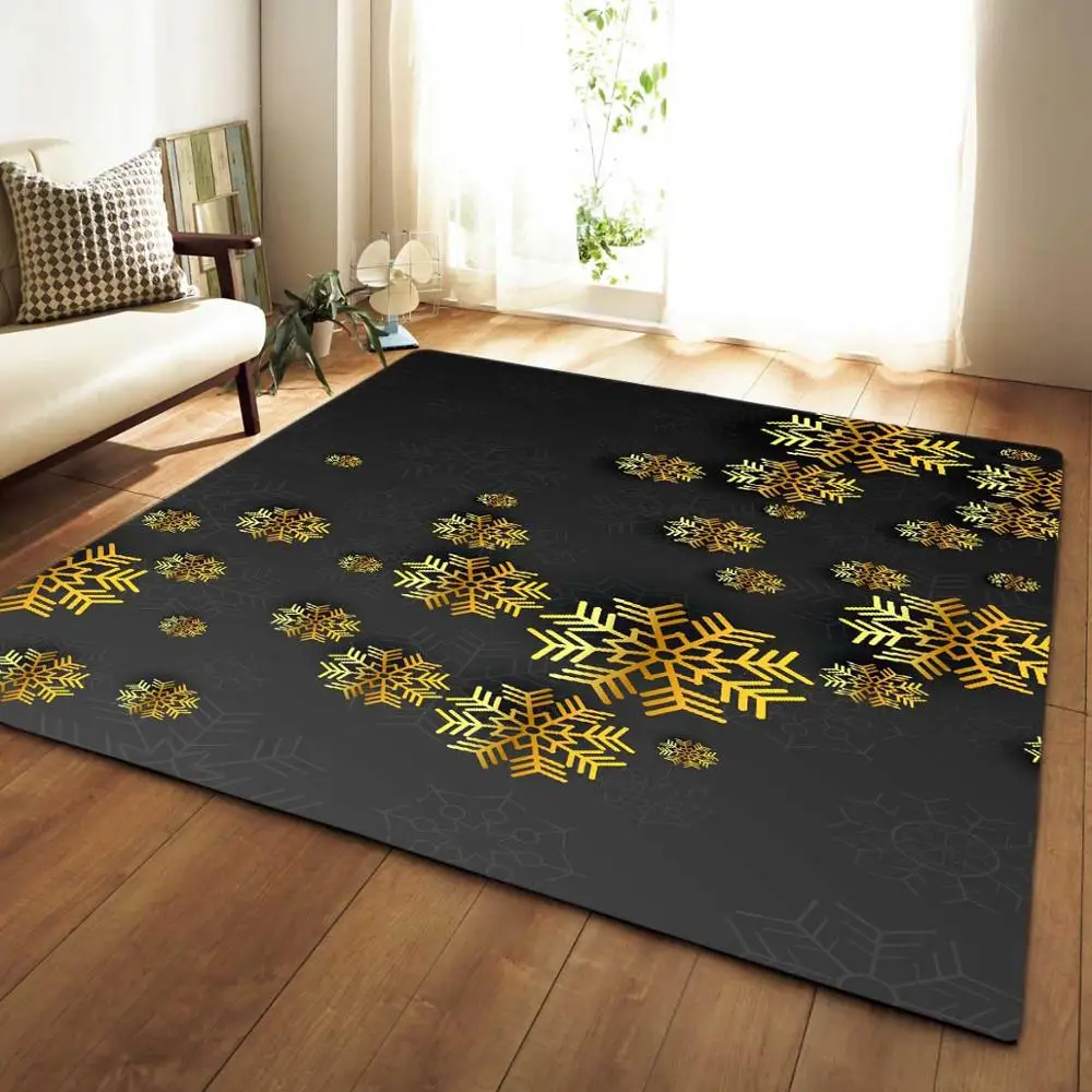 

Nordic Golden Snowflake Area Rugs Party Decorative Kid Room Play Pad Baby Crawling Flannel Game Mats Carpet for Living Room