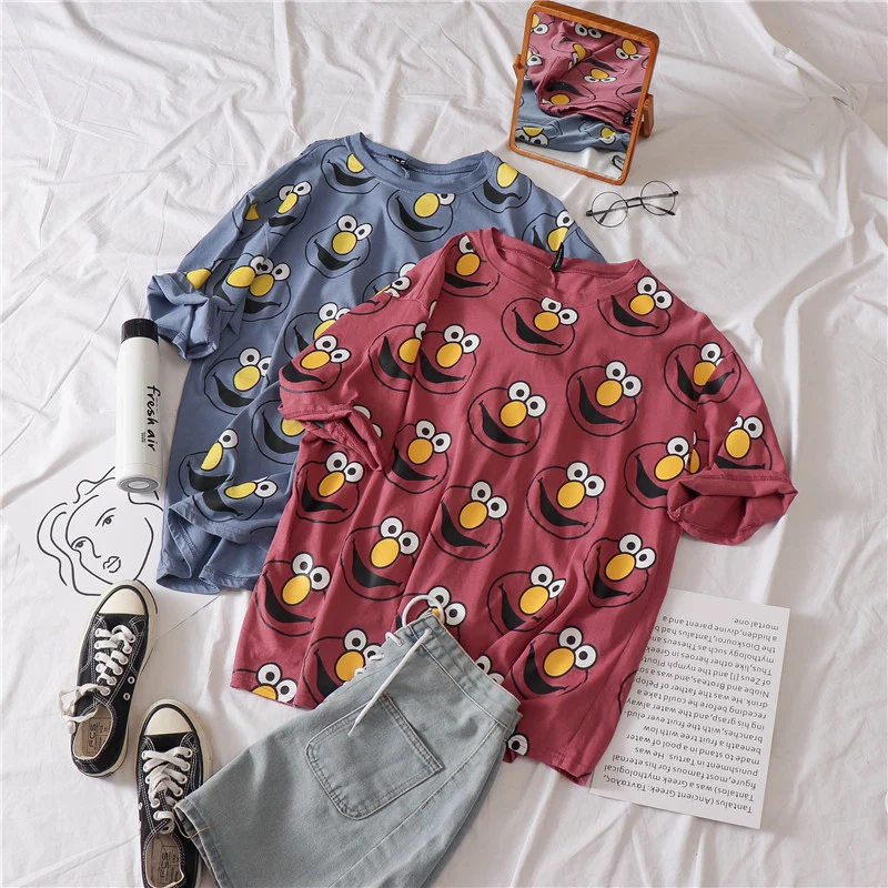 

Bird Print basic Women T shirt 2019 Summer korean harajuku vogue top Short Sleeve friends funny kawaii Plus size couple Cute Tee