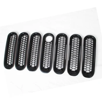 

Yait Front Grill Mesh Grille Insert Kit 7PCS For Jeep Wrangler Rubicon Sahara Jk 2007-2015 (Black)