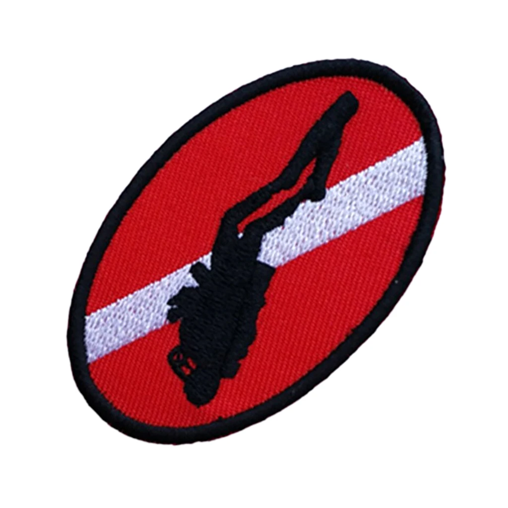 Ellipse Diver Down флаг патч вышитый Утюг На пришить акваланг Дайвинг PADI Divers