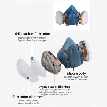 

Hot 7502 Series Face Mask 7 in 1 Suit Dust Mask Paint Spraying Decoration Respirator Tools Activated Carbon Mask