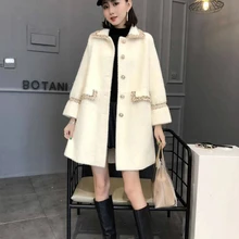 Женская длинная куртка из искусственного меха норки, пальто, кардиган с пайетками