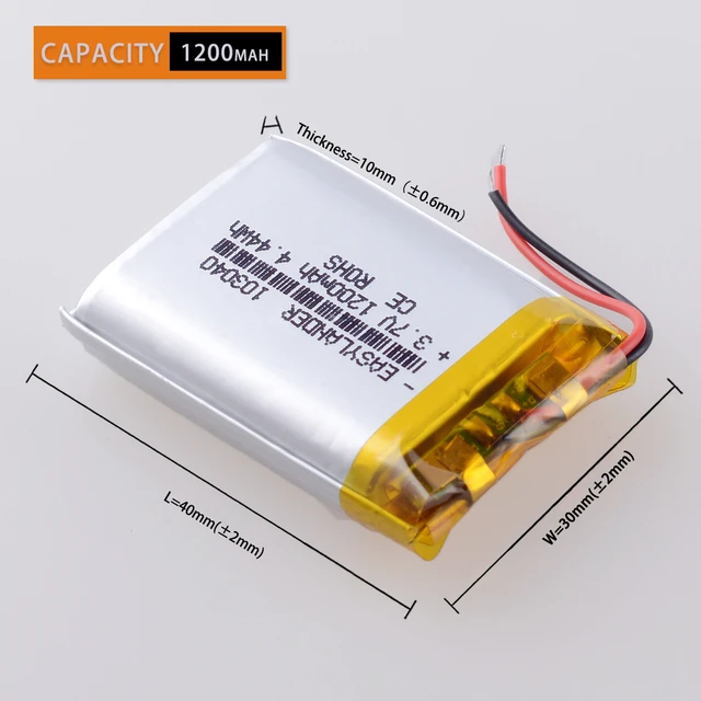 Batería de litio recargable de 3,7 V y 1200 mAh