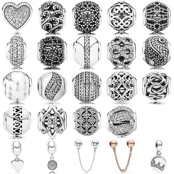 

New Fashion 100% 925 Sterling Silver Charm Bead Hollowed Out Pattern Collocation DIY Bracelet & Bangle Gift Factory Wholesale