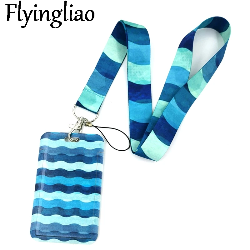 Blue Water Ripple Lines Neck Strap Lanyard for keys lanyard card ID Holder Jewelry Decorations Key Chain for Accessories Gifts