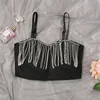 CNYISHE Fashion Sexy Clubwear Diamond Tassel Crop Tops Sleeveless T Shirts Sexy Slim Lady Bralette Tops Strap Skinny Female Tee ► Photo 2/6