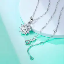

Trendy 925 Silver 1 Carat D Color Sunflower Moissanite Necklace Fine Jewelry Plated White Gold Flower Necklace for Women Gift