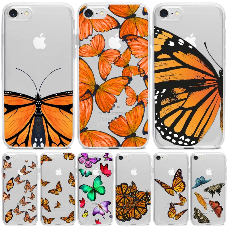 Clear Monarch Butterfly Phone Case For iPhone X XS Max Xr 11 pro 5 5S SE 8 76 s Plus INS Premium Ins Soft Fundas Cover Coque | Мобильные