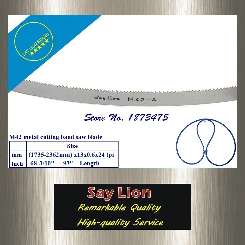 

13x0,6x24T, 1735/1745/1790/1826/1842/2240/2362 мм, (68-3/10 дюйма --- 93 дюйма) биметаллическое полотно ленточной пилы M42 x1/2 "x 0,025"