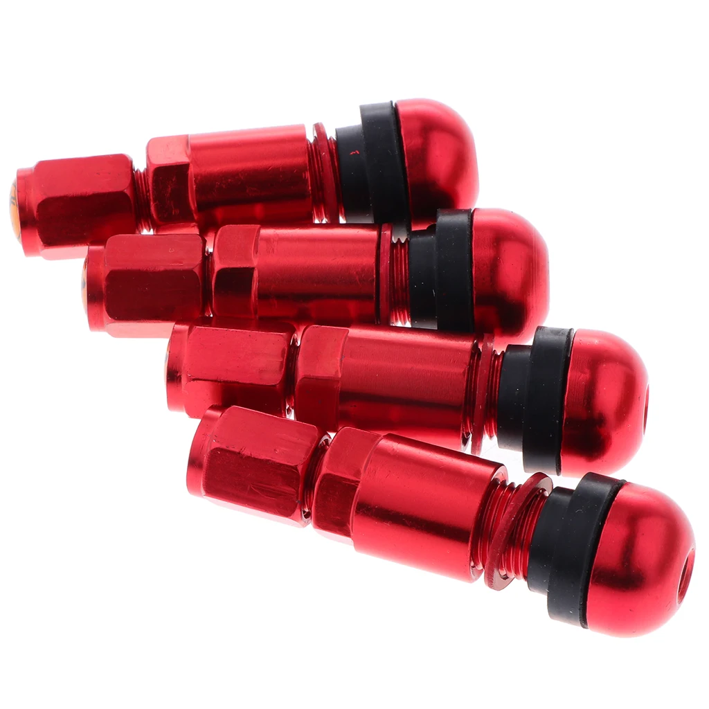 4x Bolt-in Car Auto Aluminum Tubeless Wheels Tire Valve Stems+Dust Cap