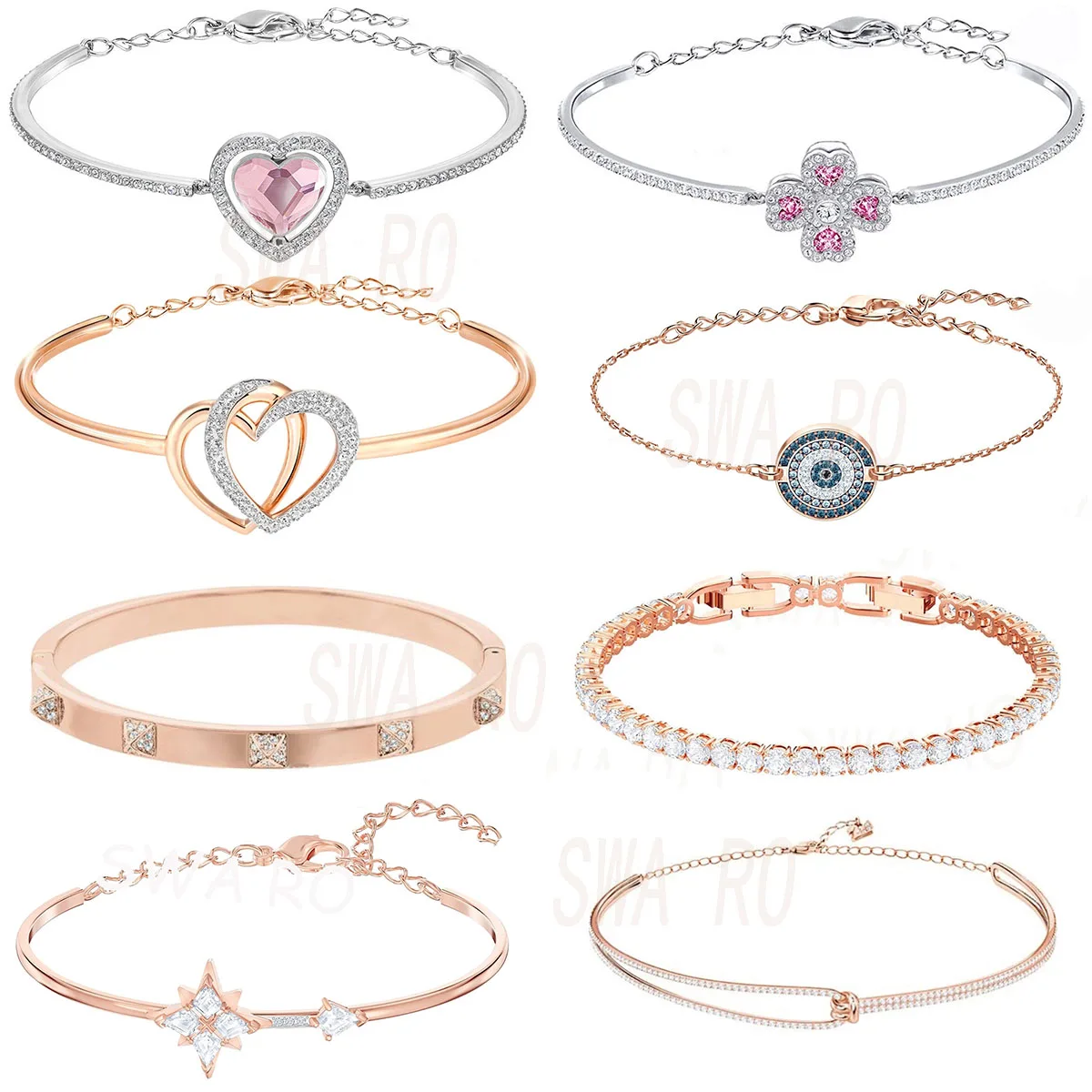 

2019 Fashion Simple Wild New Pink Love Flowers Evil Eye Bracelet To Send Couple Anniversary Gift Original Ladies Jewelry