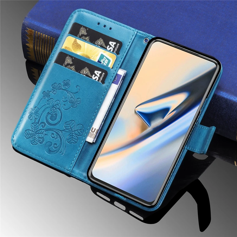 Чехол-Кошелек с объемным цветком клевера для карт Oneplus 7T 7 Pro 6 6T 5T 3T кожаный откидной Чехол One Plus Oneplus 7T чехол Oneplus 7 Pro Чехол