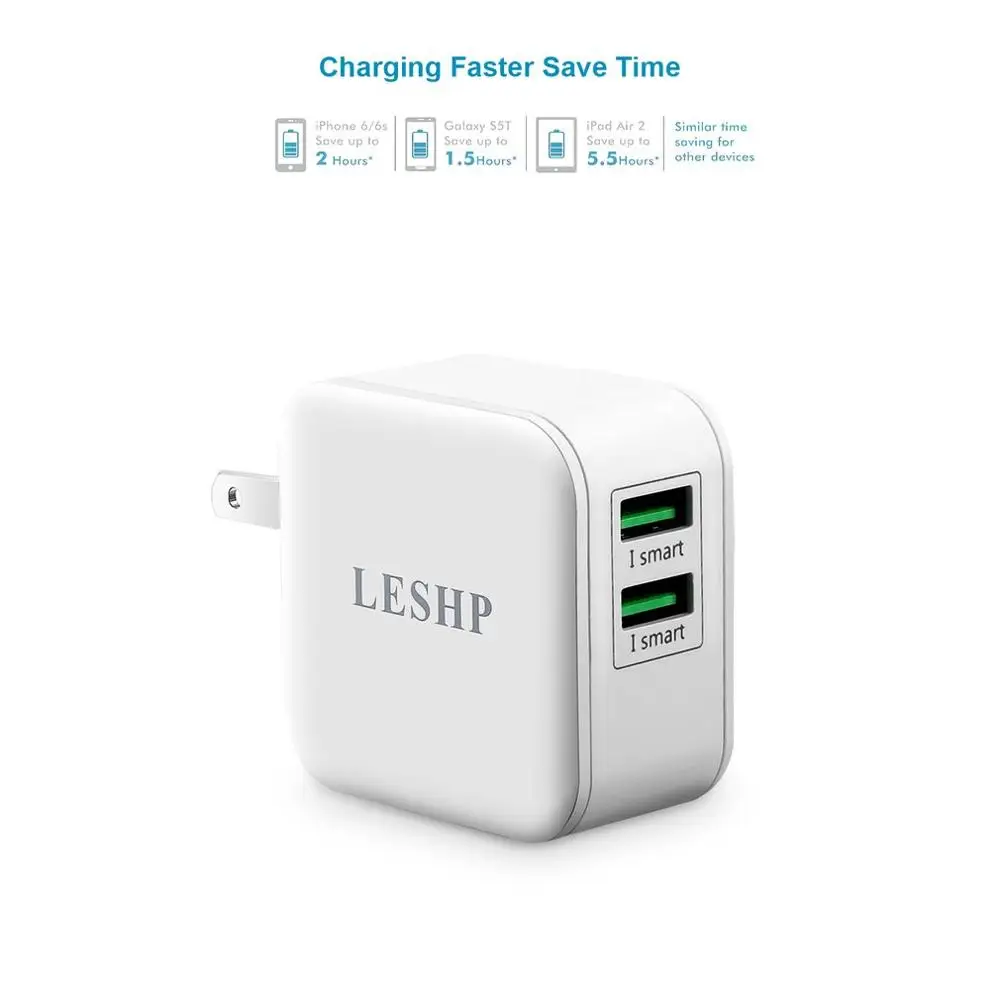 2 шт. зарядное устройство для автомобиля с двумя портами USB Портативный стены Зарядное устройство 5 V/3.1A Выход 15,5 Вт путешествия Зарядное устройство адаптер с складная вилка для смартфона