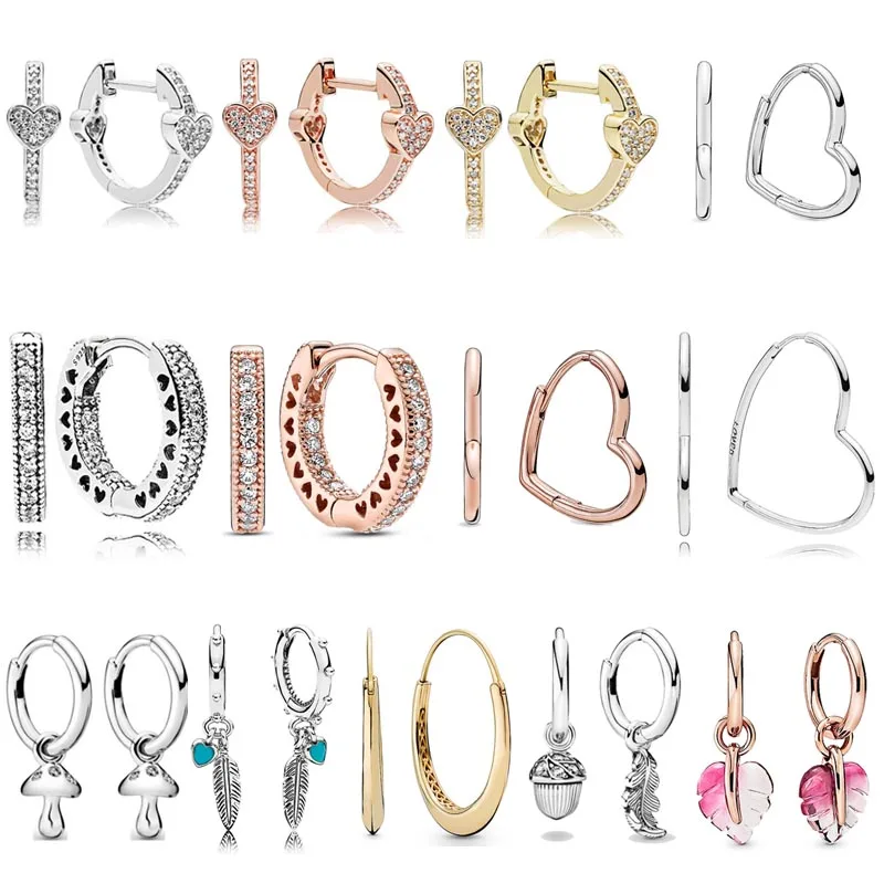 Plata esterlina 925 asimétrica AlluEarring corazón espiritual plumas pequeños corazones de pendiente de sartén para el regalo de las mujeres joyería de moda