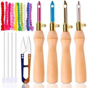 

LMDZ 19 Pcs Punch Needle Embroidery Starter Kit with 10 Color Floss Threader Scissor Stitching Craft Tool for Needle Punching