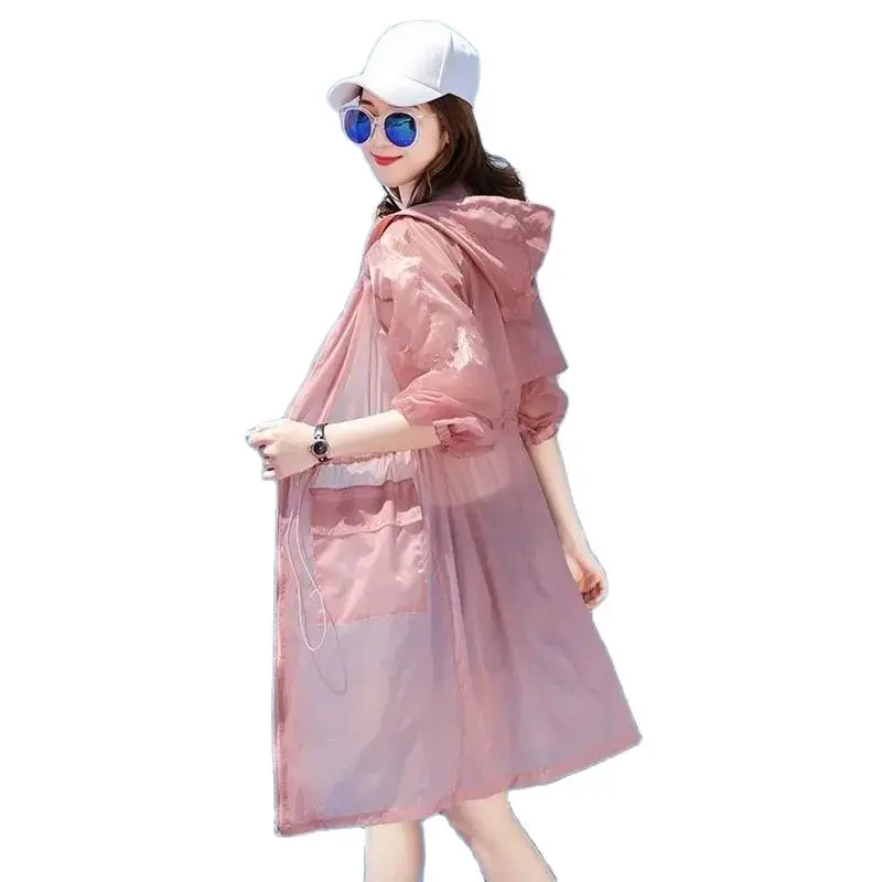 

2024 Summer New Sun Protection Clothing Women Mid-Length Loose Trend Super-Fire Windbreaker Breathable All-Match Thin Shirt Coat