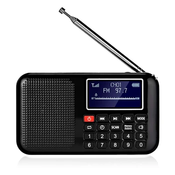 

ABGN Hot-Portable FM Pocket Radio Speaker Music Player with Flashlight,Sleep Timer, Support TF Card (Black)