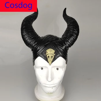 

Cosdog Maleficent Horns Headgear Black Queen Helmet Cosplay Mask Cap Headpiece Halloween Masquerade Party Props