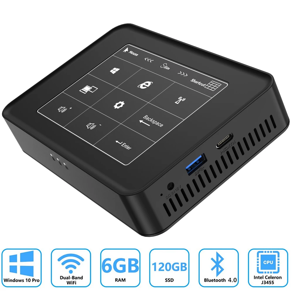 Мини ПК Windows 10 Pro AKPAD 6 ГБ ОЗУ 120 mSATA SSD Intel Celeron J3455 4K HD графический мини-компьютер HDMI