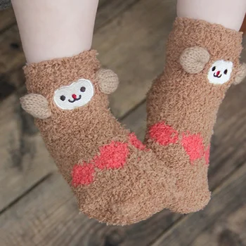 

Lovely Kids Sleep Coral fleece christmas Funny Sock Animal Pig Winter Autumn Boys Girls Kids Socks