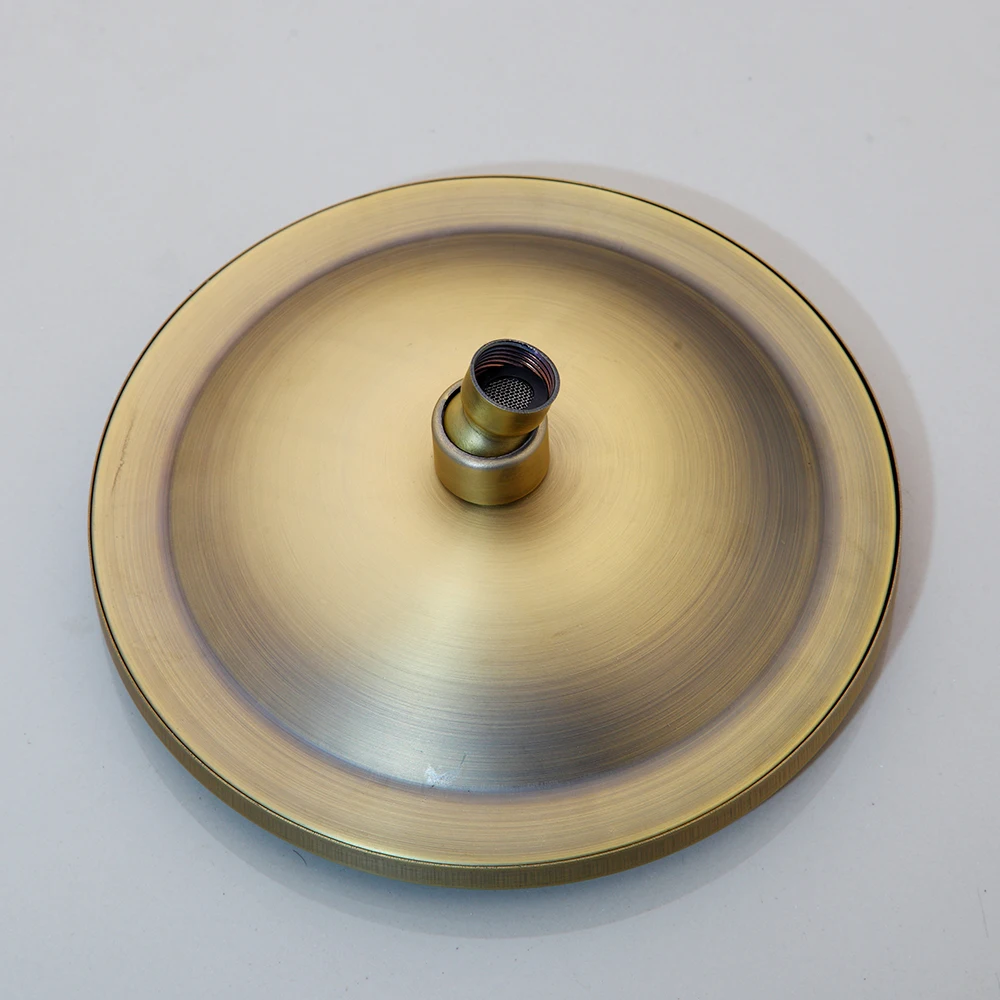 8 inch Antique Brass Round Wall Mounted Bathroom Rainfall Shower Faucet Set Head 2 Handles Shower Set Black ORB