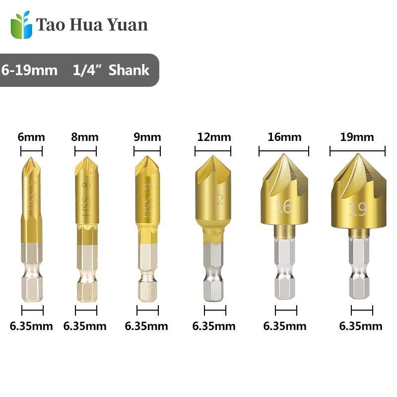 XCAN_Hex_Shank_Countersink_Drill_Bit_6_19mm_Set_Titanium_Coated_5_Flute_Hole_Drill_90 (8)