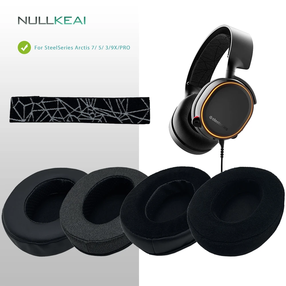 NULLKEAI Сменные утолщенные кожаные накладки для наушников SteelSeries Arctis 7/5/3/PRO/9X