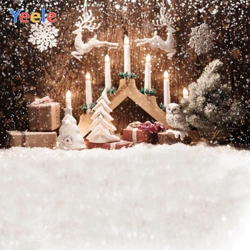 

Christmas Tree Gift Wood Board Winter Snow Candle Beer Backdrop Custom Photography Background Photocall Vinyl For Photo Studio