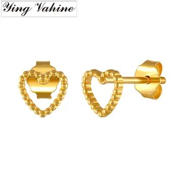 

ying Vahine 100% 925 Sterling Silver Hollow Small Heart-shaped Stud Earrings for Women