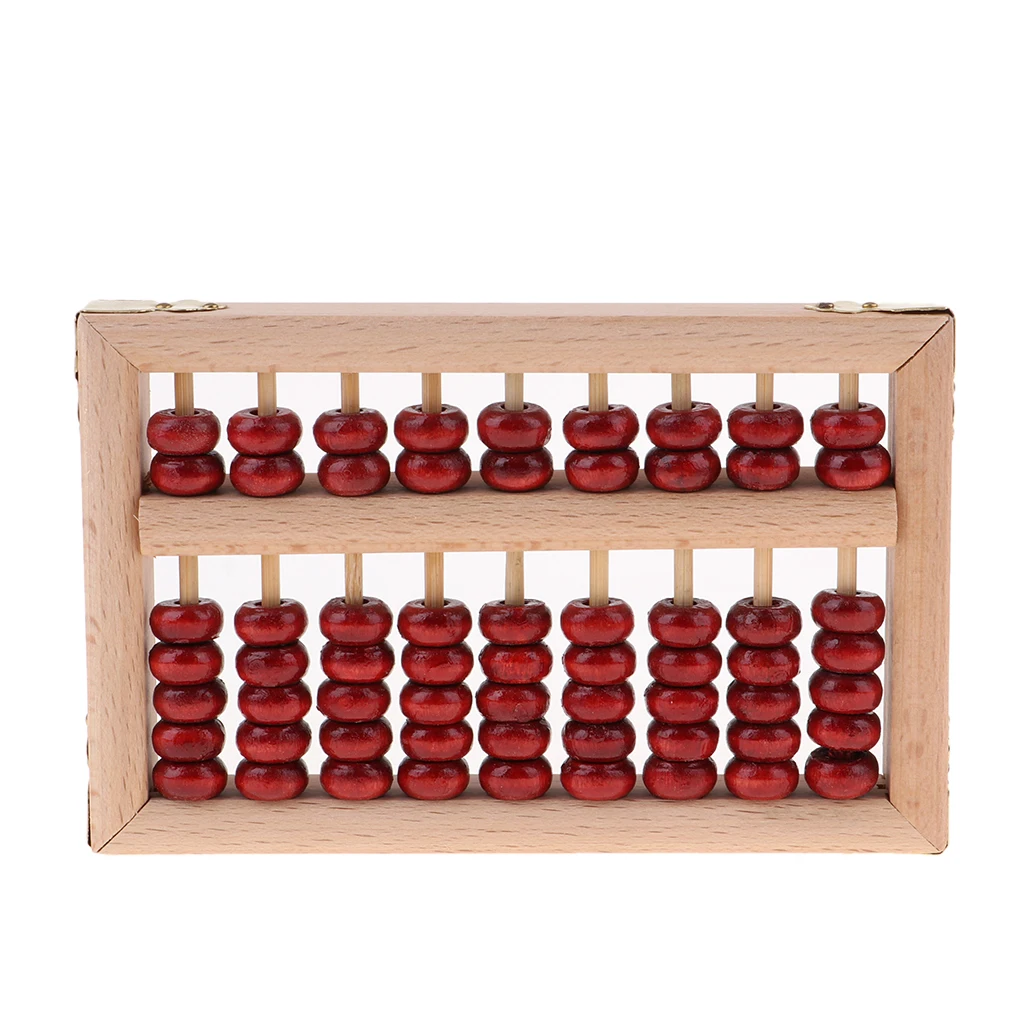 Vintage Style Wooden Abacus - Professional 9 Rows Chinese Wood Column Calculator with Reset Button Craftsmanship for Kids